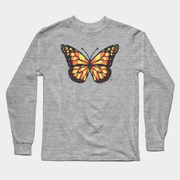 Butterfly Cross Stitch Long Sleeve T-Shirt by ColorMix Studios